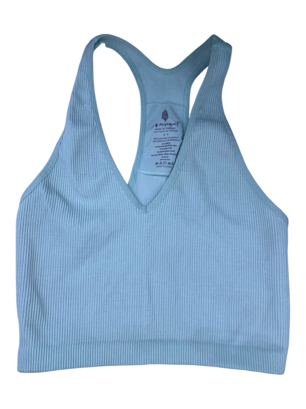Seamless Ribbed Racerback Bralette in Light Blue